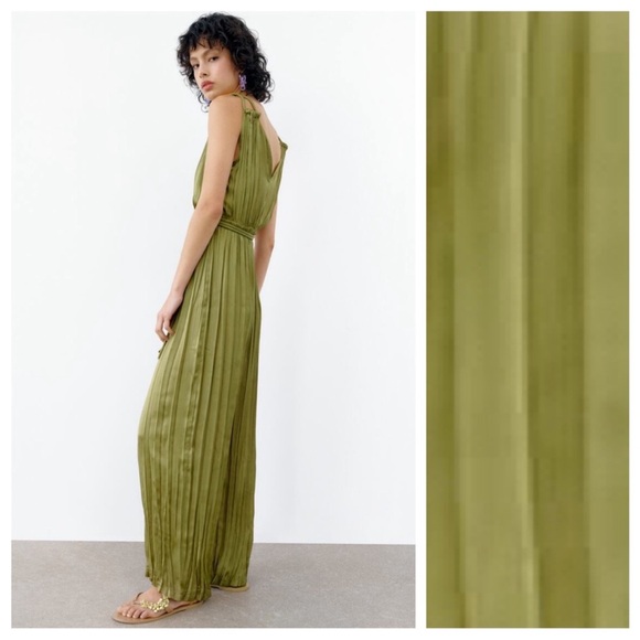 Zara Wrinkled Effect Long Satin Jumpsuit - Picture 4 of 8